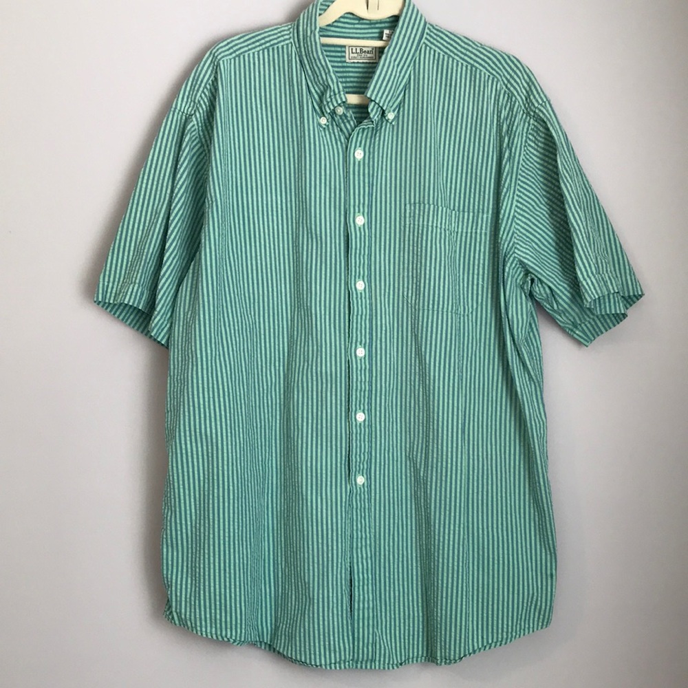 VTG LL Bean Seersucker Button Up Size XL